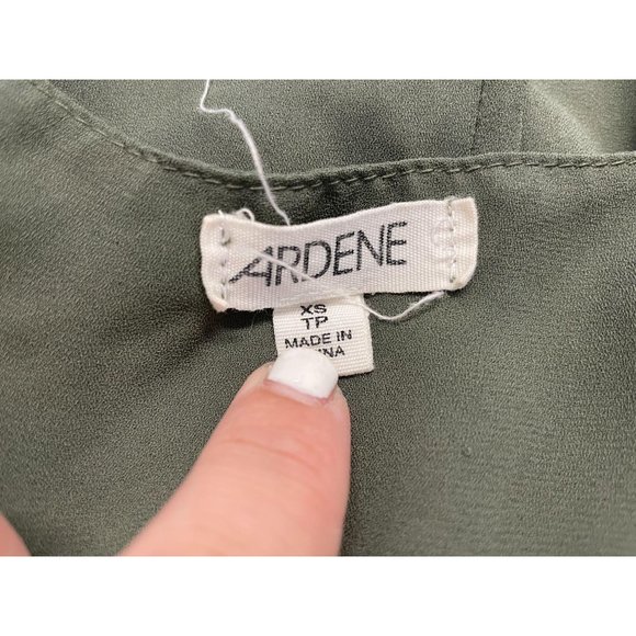 Ardene Women's Sheer 1/2 Zip Up Blouse Green - Picture 3 of 3